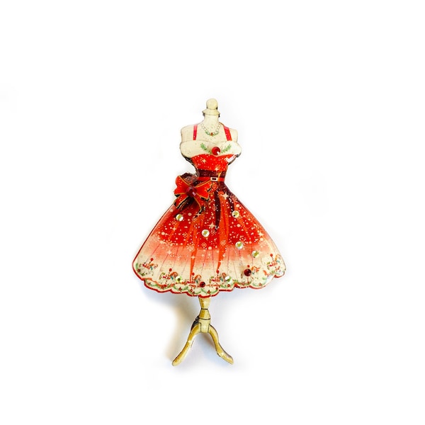 1950s christmas dress brooch mid century retro brooch dress makers gifts costume broochjewellery sewing gifts unusual gift for mum statement