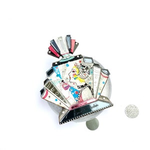 Art Deco Perfume Brooch: Mirrored Acrylic 1920s Style Pin