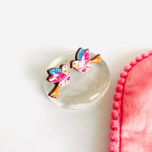 Beautiful bird studs,pretty bird studs,nature studs,small earrings,colourful studs,day studs,little gifts,small studs for girls,spring image 2