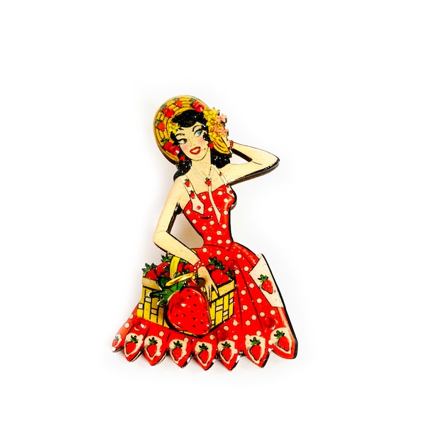 strawberry novelty retro lady brooch unusual brooch costume brooch brooch gifts cute brooches interactive brooch midcentury brooch daughter