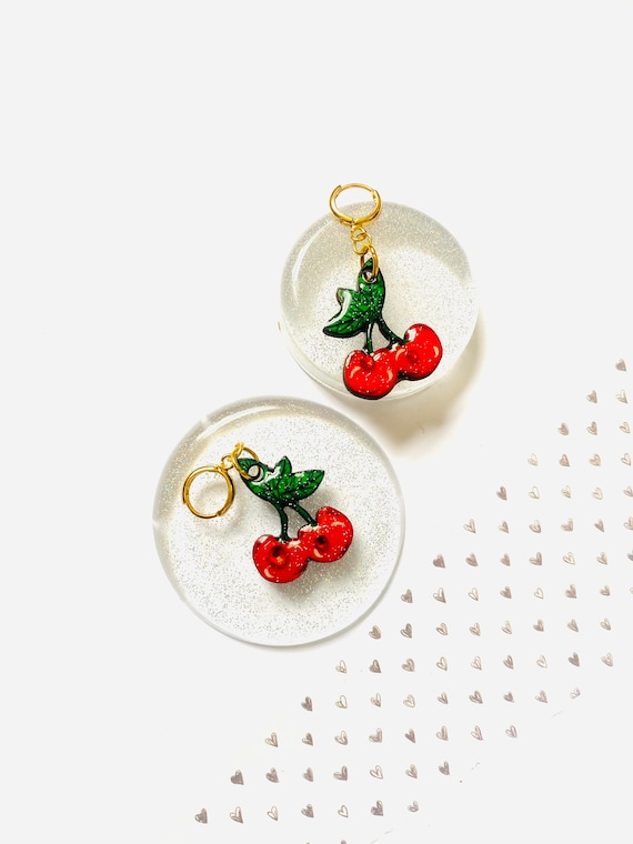 Cherry huggie earrings deals