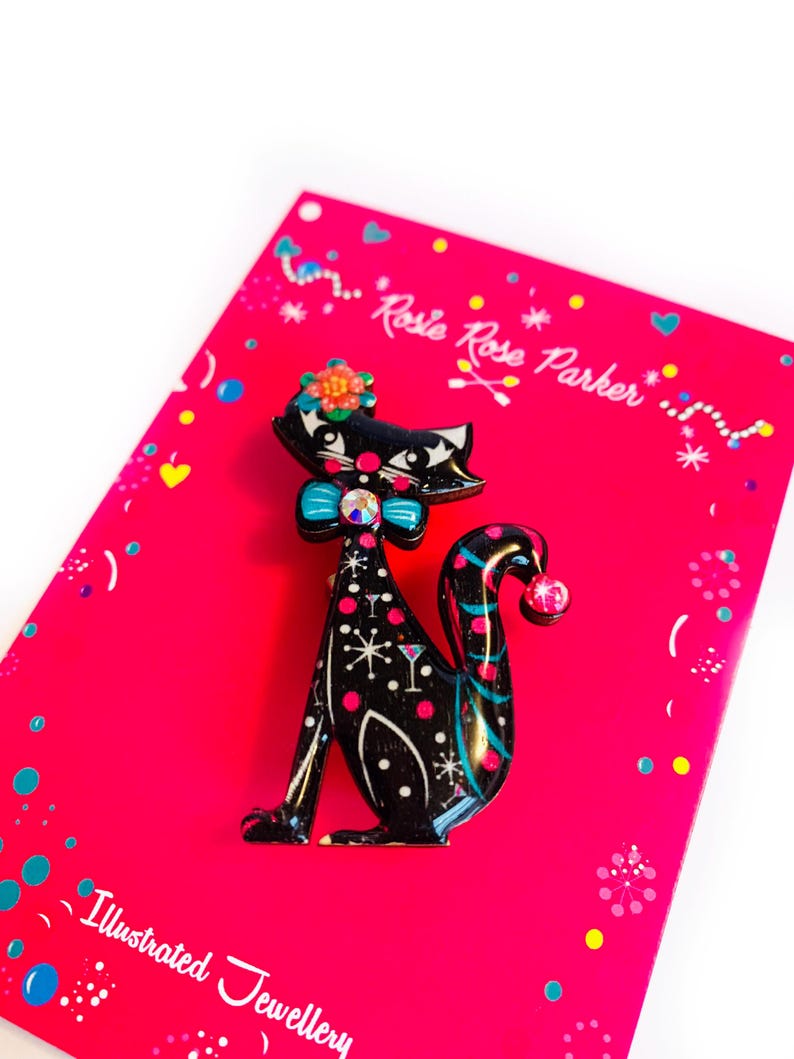 Retro Black Kitty Cat Brooch, Midcentury Brooches,vintage Inspired Pin ...