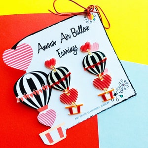 Airballoon retro dangle earrings, black earrings, statement earring,atomic jewellery,cheap jewellery, unusual earrings, balloon earring