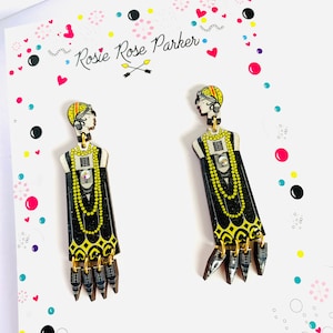 Art Deco modern dangle earrings long drop earring great gatsby earring vintage style evening jewellery roaring 20s charleston earring weird