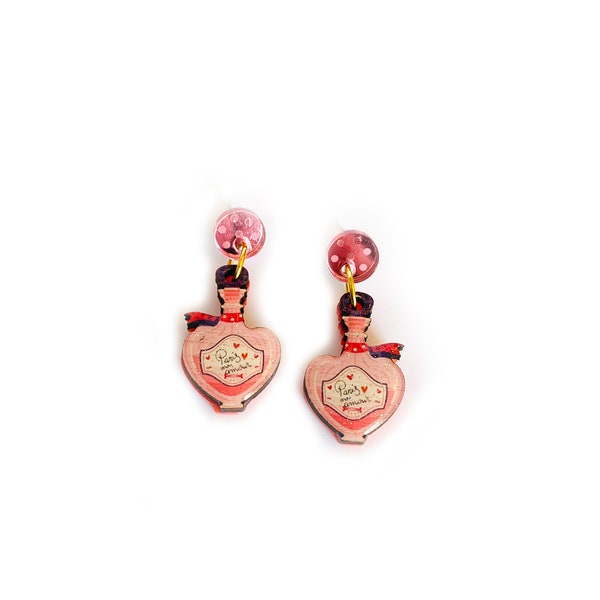 Perfume bottle earrings retro earrings quirky earrings perfume earring gifts weird earring gift unusual dangle earring  novelty earrings