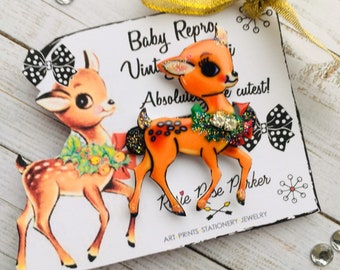 retro broochs, deer animal brooch, Festive gifts for kid, stocking fillers, small gifts for her, deer animal gift, christmas eve gift, cute