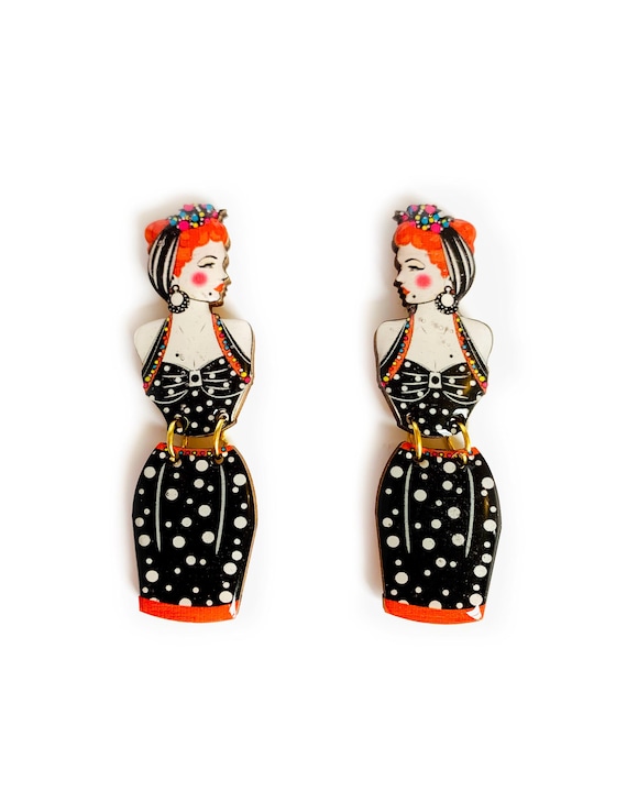 1950s Retro Modern Statement Earring,midcentury Wiggle Dress Earring,  Artistic Atomic Jewellery, Kitschy Earring Novelty,earring Gifts Her - Etsy