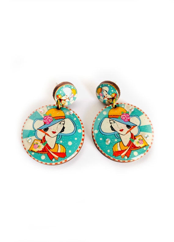 Boucles d'orelles couture vntage Nna Rcc, bjoux fantase vntage