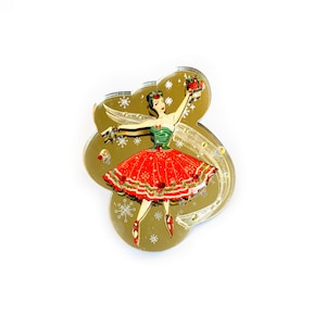 Ballerina christmas brooch retro brooch Christmas gifts for her unusual brooches quirky brooch festive brooch christmas mid century present