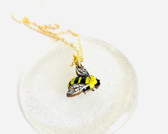 Bumble bee collier minuscule abeille charm collier joli délicat collier abeille cadeau Manchester abeille présente mignon fille abeille cadeau apiculteur cadeau