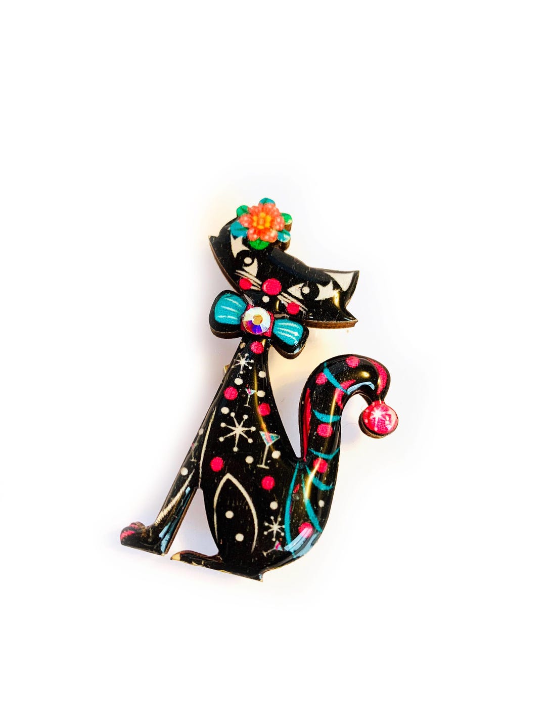 Retro Black Kitty Cat Brooch, Midcentury Brooches,vintage Inspired Pin ...