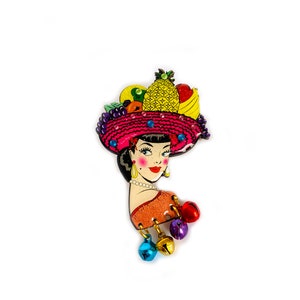 Mexican retro fruity brooch mid century brooch gift 50s style arty brooch gifts for daughter collectors brooch funky jewellery 50s inspired