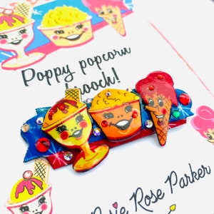 Retro kitsch brooch,brooches for her,cute brooch,popcorn brooch,brooch lover gift, stocking filler,little brooch,funny gift,handmade brooch
