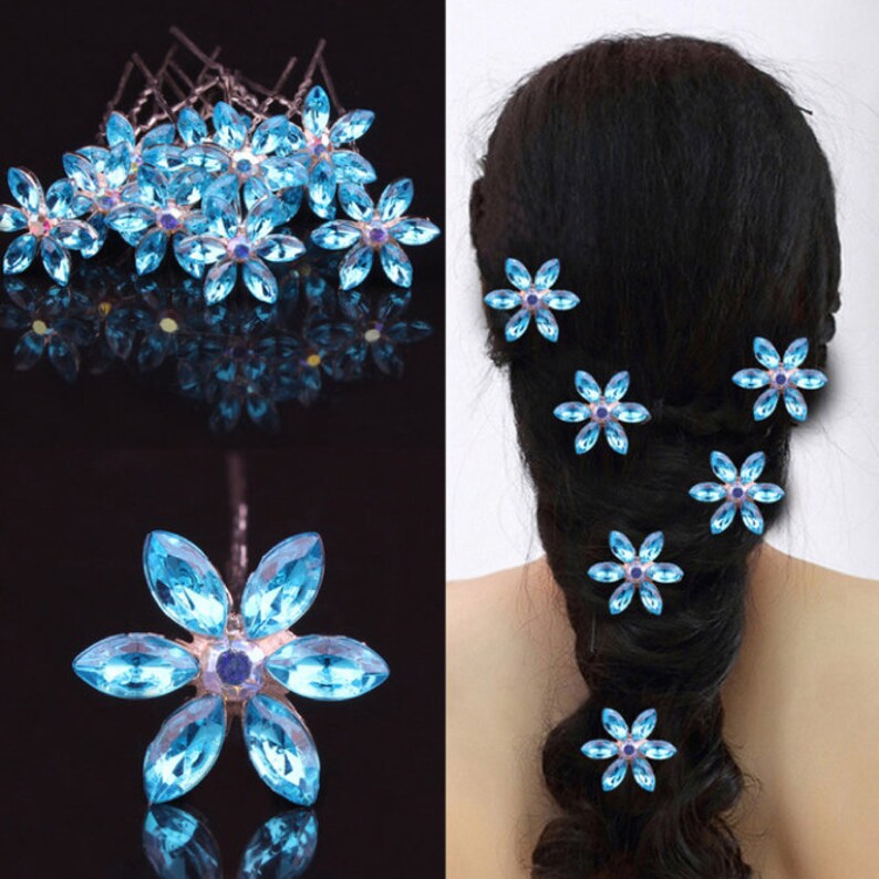Blue Crystal Hair Pins something Blue Flower Girl Hair Pin Etsy