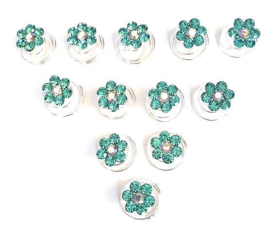 Blue Flower Spiral Twist Hair Pins Clips Wedding Jewelry Hair Etsy