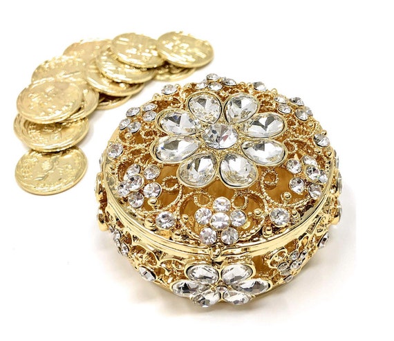 Bridal Accessories Wedding Coins Arras De Bodas Silver Round Shaped Box With Arras Coins Set Clothing Shoes Accessories Vishawatch Com