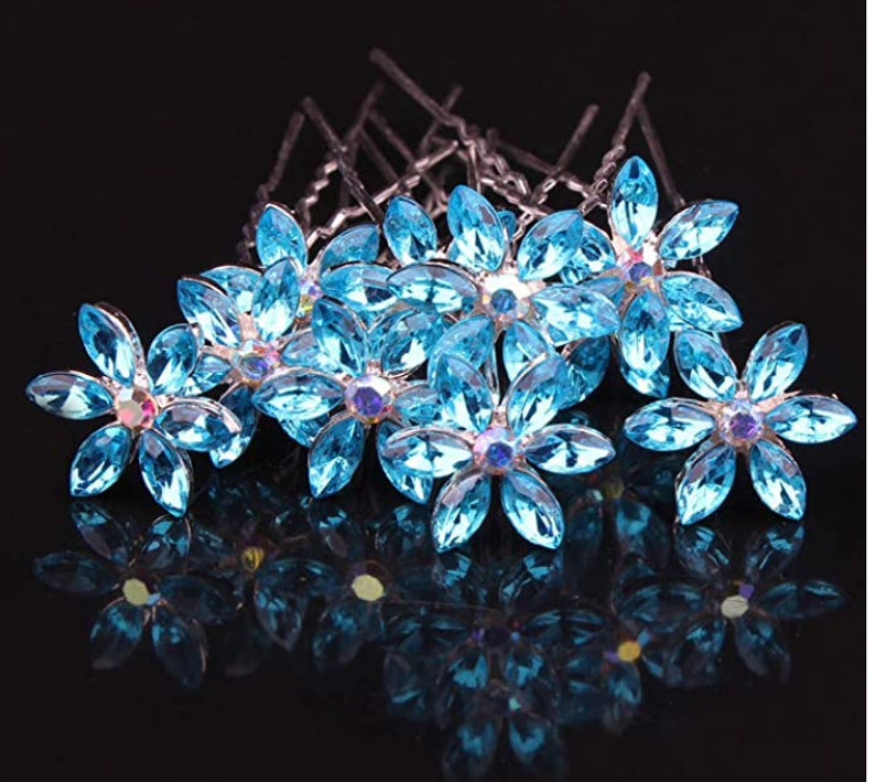 Blue Crystal Hair Pins something Blue Flower Girl Hair Pin Etsy