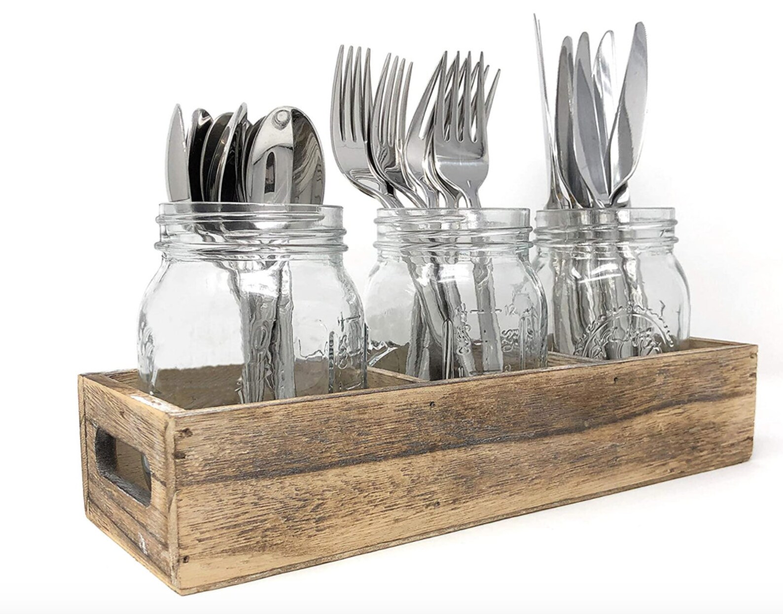 Mason Jars Glass Flatware Caddy Cutlery Holder With Farmhouse Etsy