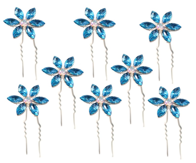 Blue Crystal Hair Pins something Blue Flower Girl Hair Pin Etsy