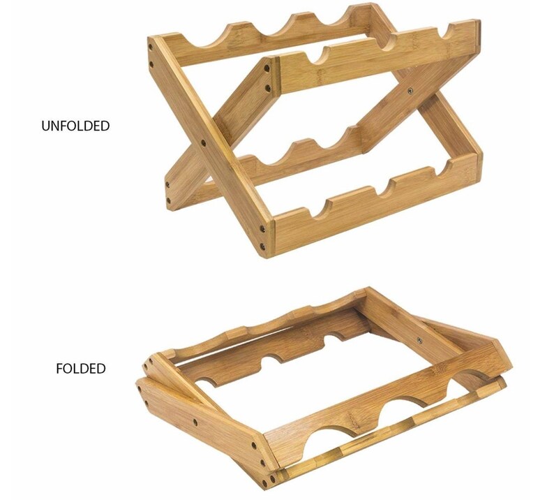 Bamboo Wine Rack Countertop Foldable Wine Rack 6 Bottle Wine Etsy