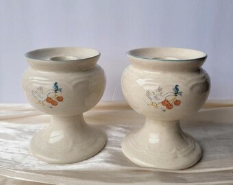 Vintage Cottagecore Candlesticks with Geese