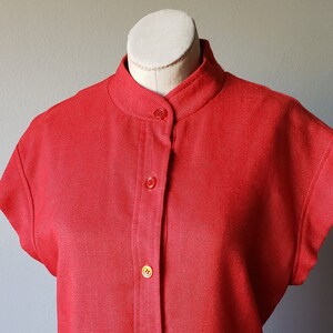 1970's Coral Red Sears Fashions Collared Shirt Dress// 70's// Retro// Vintage// Dress// Red// Groovy// Retro Bild 1