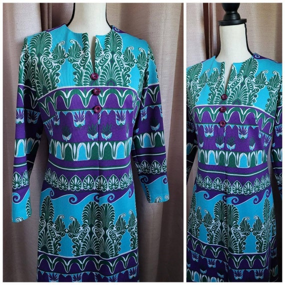 Vintage 1970s Checkaberry long sleeved maxi dres/… - image 3