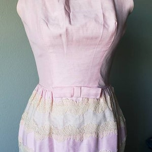 Vintage 1950's Nadine Dress// Vintage// Dress// 50s// Pink// Lace// Bow// Women's Fashion// Pinup Dress image 2