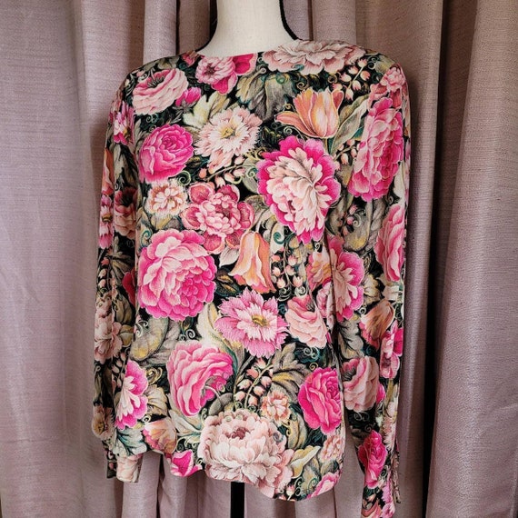 Vintage 80's silk floral print blouse// Vintage//… - image 4