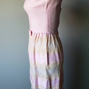 Vintage 1950's Nadine Dress// Vintage// Dress// 50s// Pink// Lace// Bow// Women's Fashion// Pinup Dress image 4