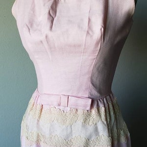 Vintage 1950's Nadine Dress// Vintage// Dress// 50s// Pink// Lace// Bow// Women's Fashion// Pinup Dress image 3