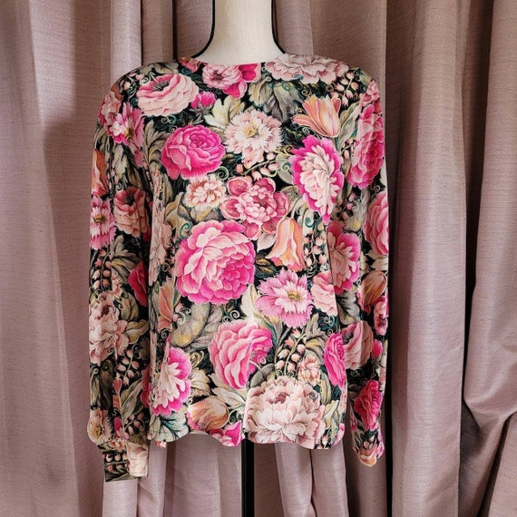 Vintage 80's silk floral print blouse// Vintage//… - image 1