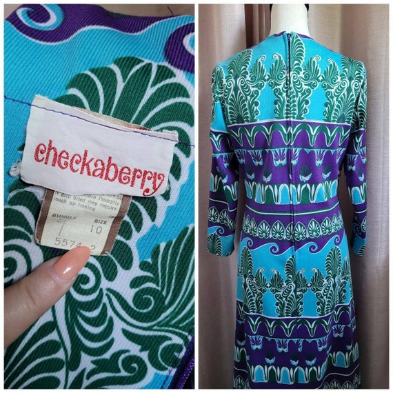 Vintage 1970s Checkaberry long sleeved maxi dres/… - image 2