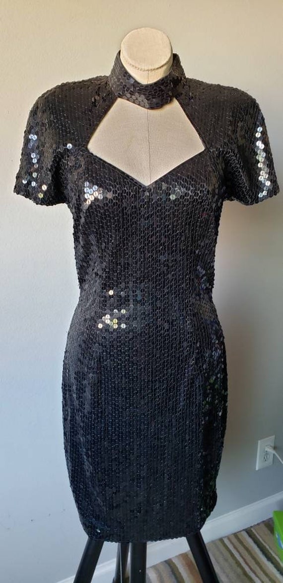 1980s Nightline Sequin Cocktail Dress// Vintage//… - image 2