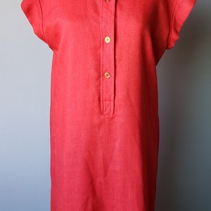 1970's Coral Red Sears Fashions Collared Shirt Dress// 70's// Retro// Vintage// Dress// Red// Groovy// Retro Bild 6