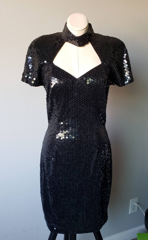 1980s Nightline Sequin Cocktail Dress// Vintage// 