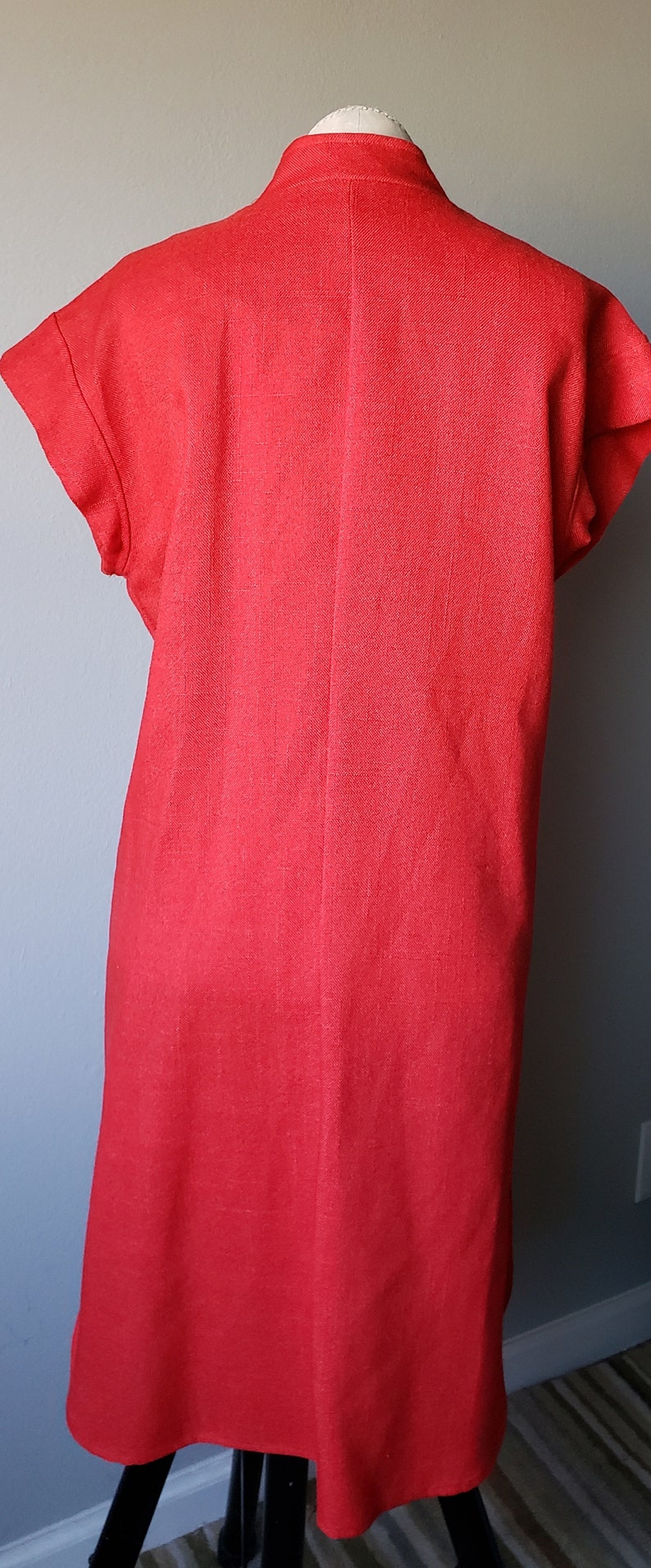 1970's Coral Red Sears Fashions Collared Shirt Dress// 70's// Retro// Vintage// Dress// Red// Groovy// Retro Bild 7