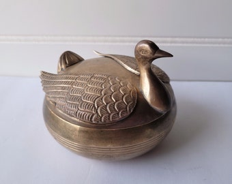 Vintage Brass Duck Trinket Dish