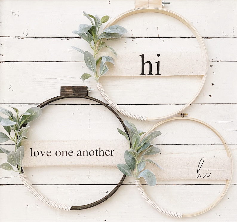 Modern Spring Greenery Hoop Wreath// Lambs Ear Spring Wreath// image 1