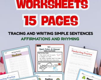Handwriting Worksheets for tracing and copy work, handwriting worksheets for Pre-k, Kindergarten or first grade, handwriting worksheets