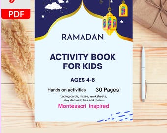 Ramadan Aktivitätsbuch zum ausdrucken, Moslemische Kinder Strickarbeit, Ramadan Arbeitsblätter, druckbare Ramadan Arbeitsmappe, Moslemische Aktivitätsblätter, Ramadan Aktivitätsbuch