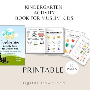 Islamic Kindergarten printable workbook, Islamic Kindergarten printable, Islamic kindergarten worksheets
