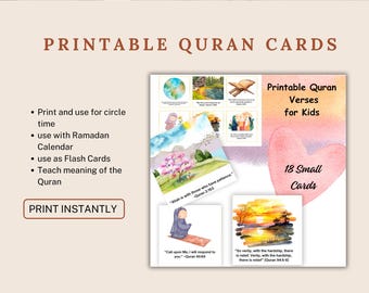 Quran for Kids, Muslim Flash Cards, Instant PDF, Quran for kids, Islamic flash cards for kids