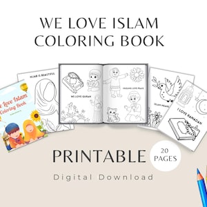 Coloring Book for Muslim Kids, Printable 20 pages, Muslim printable coloring worksheets, Islamic Kids Books, Muslim Activity Sheets