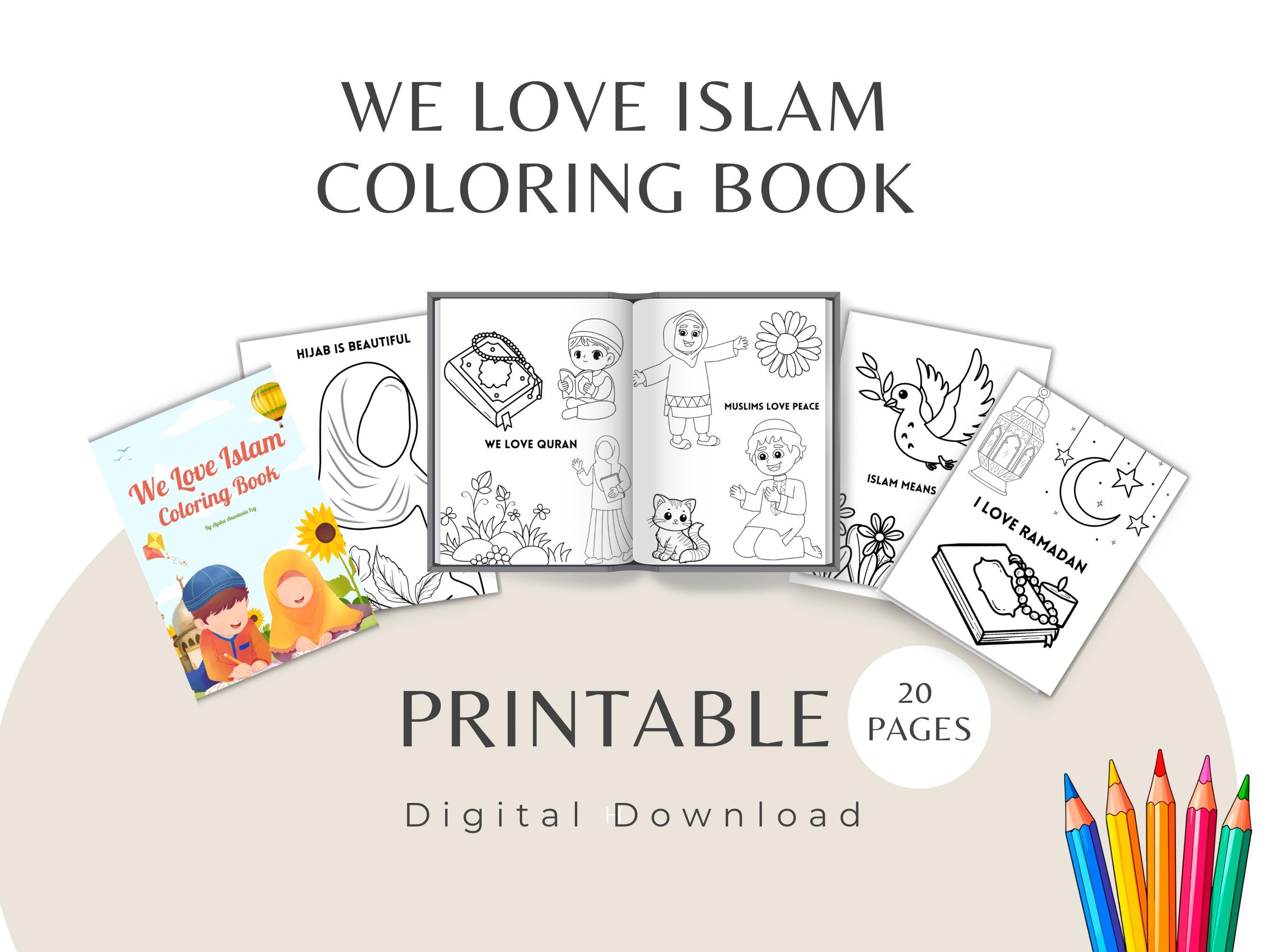 Coloring Book for Muslim Kids, Printable 20 pages, Muslim printable coloring worksheets, Islamic Kids Books, Muslim Activity Sheets