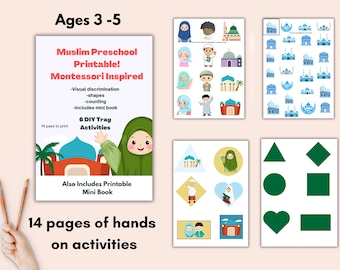 Bambini musulmani stampabili, Montessori islamico stampabile, Curriculum prescolare musulmano, Schede di lavoro islamiche, Schede di lavoro musulmane, Islam per bambini