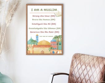 Muslim Affirmations Poster, PRINTABLE Islamic Affirmations Poster for Muslim Kids, Islamic gift, Islamic affirmations for kids, 3 sizes