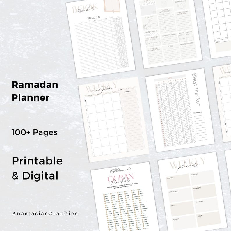 Muslim Planner Digital, Daily Islamic Planner, Quran Tracker, Salat Tracker, Monthly Weekly Islamic Planner, Muslim Women Journal image 6