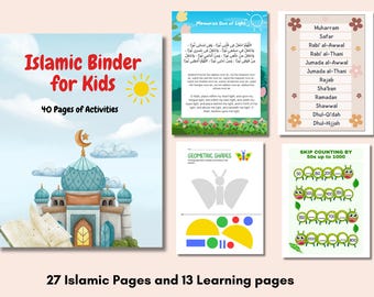 Islamic Binder, Muslim Learning Binder, Islamic Knowledge Binder, Islamic worksheets, Islamic Curriculum, Islamic Printable, Islam for kids