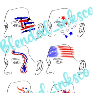 4th of July face paint design boards
